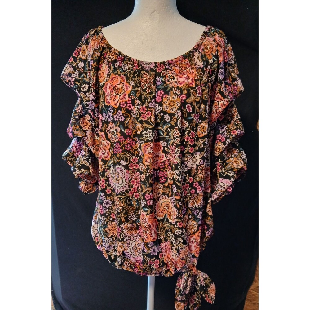 CECE Floral Tiered Sleeve Off Shoulder Blouse NWT  Large